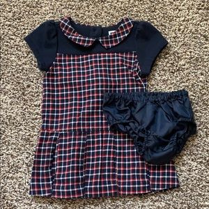 Janie and Jack Navy Plaid Dress 6-12 months